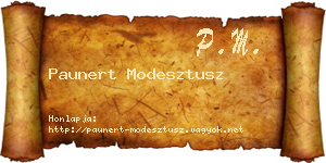 Paunert Modesztusz névjegykártya